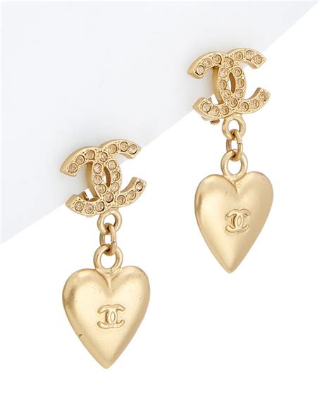 chanel gold heart earrings|chanel earrings cheap price.